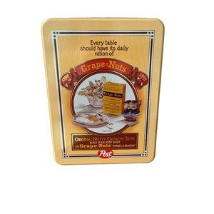 Vintage Post Grape Nuts 1910 to 1920 Advertising 1980 cereal Tin Retro Storage